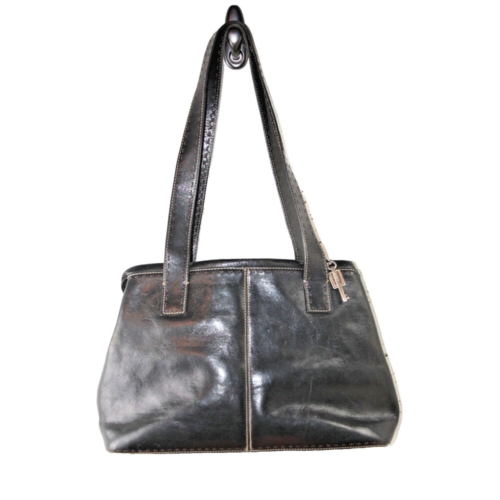 Fossil Handbag Black Leather Satchel Purse